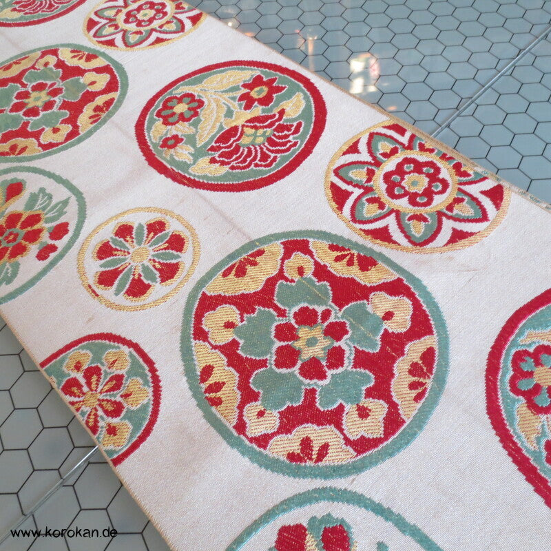 Araihari antiker Seidenbrokat Kimono Obi bunte Spiegel Stoff
