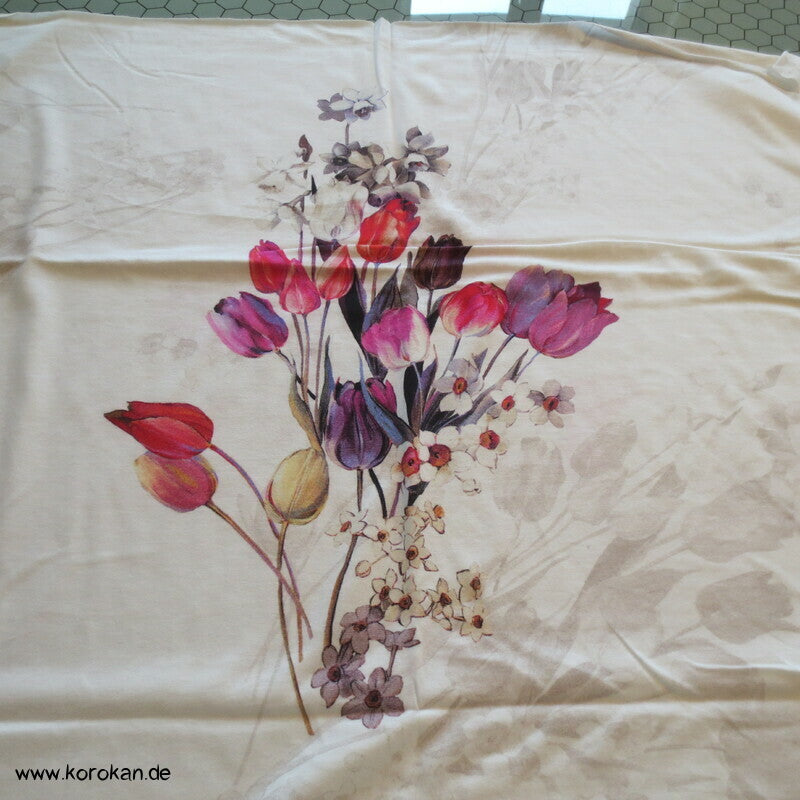 Baumwolljersey Tulpenstrauß Panel