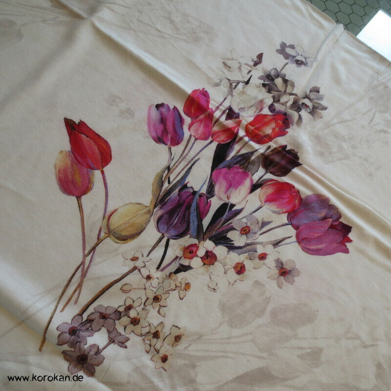 Baumwolljersey Tulpenstrauß Panel