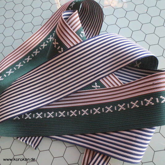 dunkelgrün Streifen und Muster, Date Jime Obi für Juban