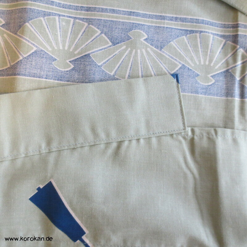 Streifen mit Fächern Yukata Kimono, reine Baumwolle