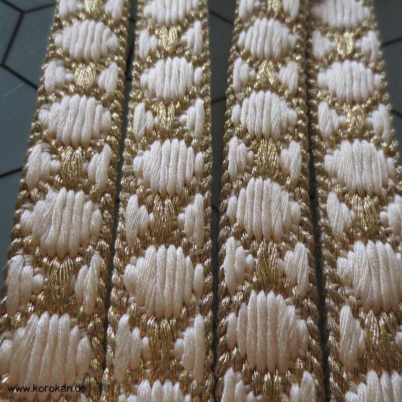 weiß goldener Obijime, Seide / Lurex, Kikkogitternetz
