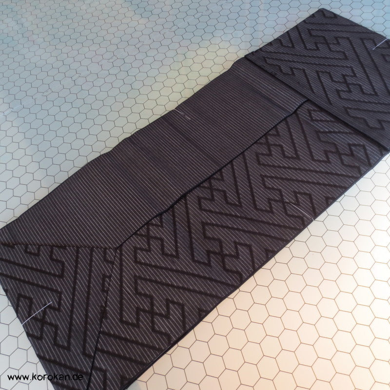 schwarzer Sayagata Sommer Nagoya Obi - Rho Seide, originalgeheftet