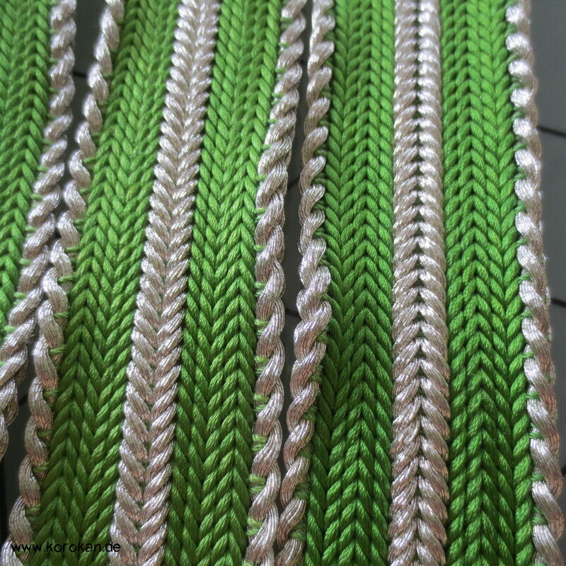 superbreiter grün silberner Obijime, Seide / Lurex