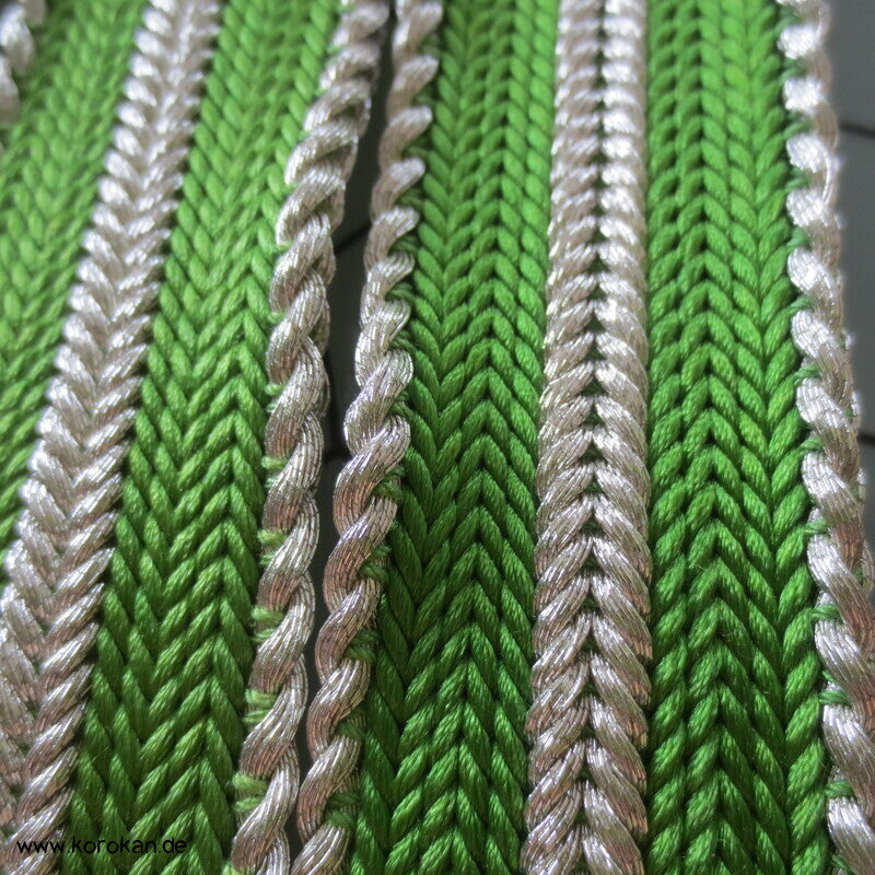 superbreiter grün silberner Obijime, Seide / Lurex