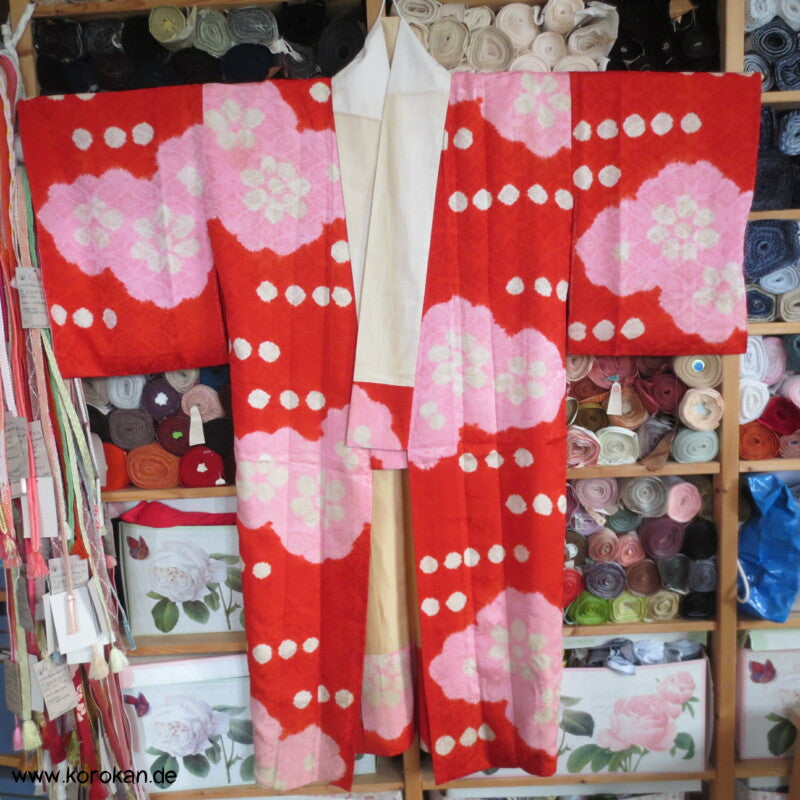 Wolken Shibori Seidendamast Juban Kimono