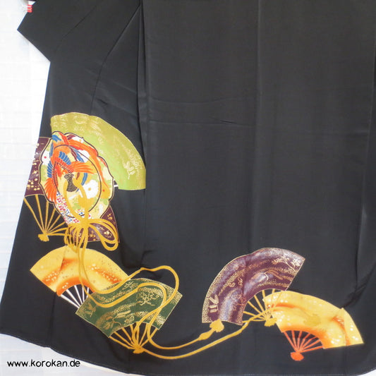 Phönix auf Fächer Tomesode Seiden Kimono