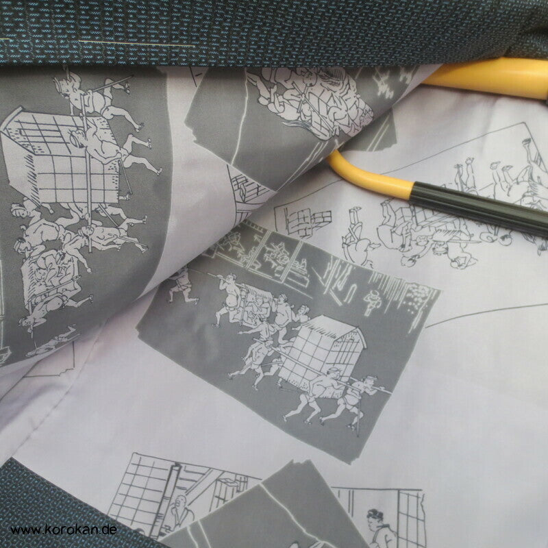 Daimiyo Prozession Futter Haori Tsumugi Kasuri Seide Männer Kimono Jacke