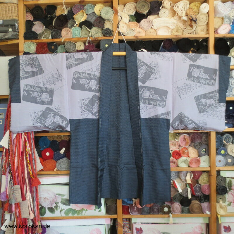 Daimiyo Prozession Futter Haori Tsumugi Kasuri Seide Männer Kimono Jacke