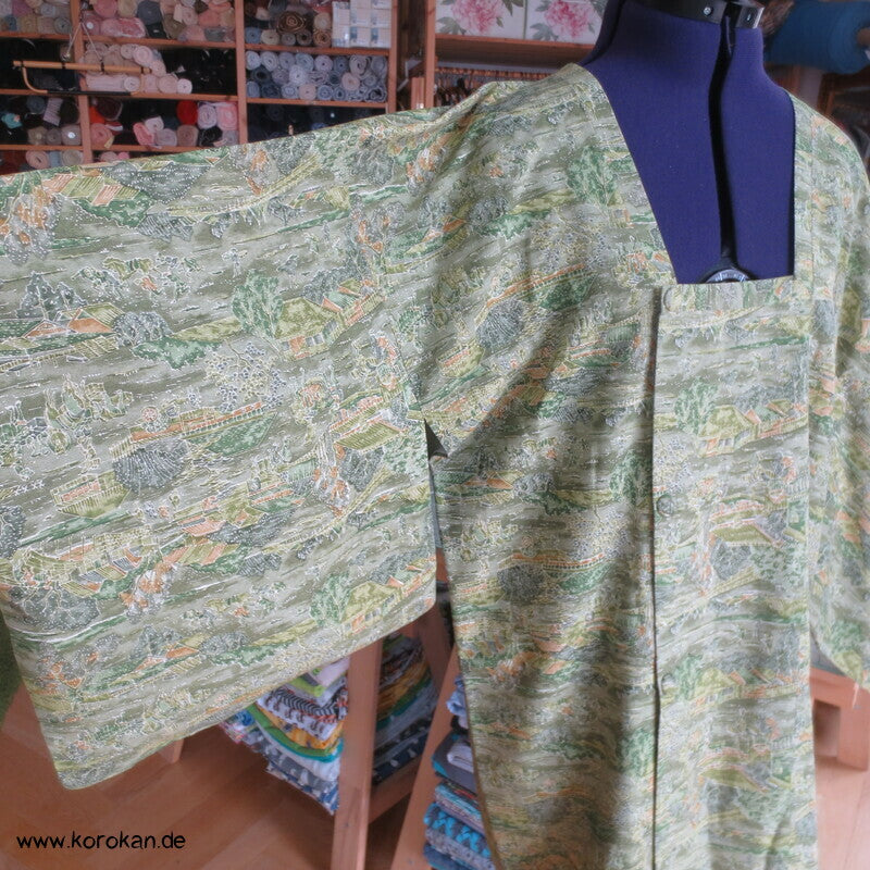 grüne Landschaft Tsumugi Seide Michiyuki Jacke