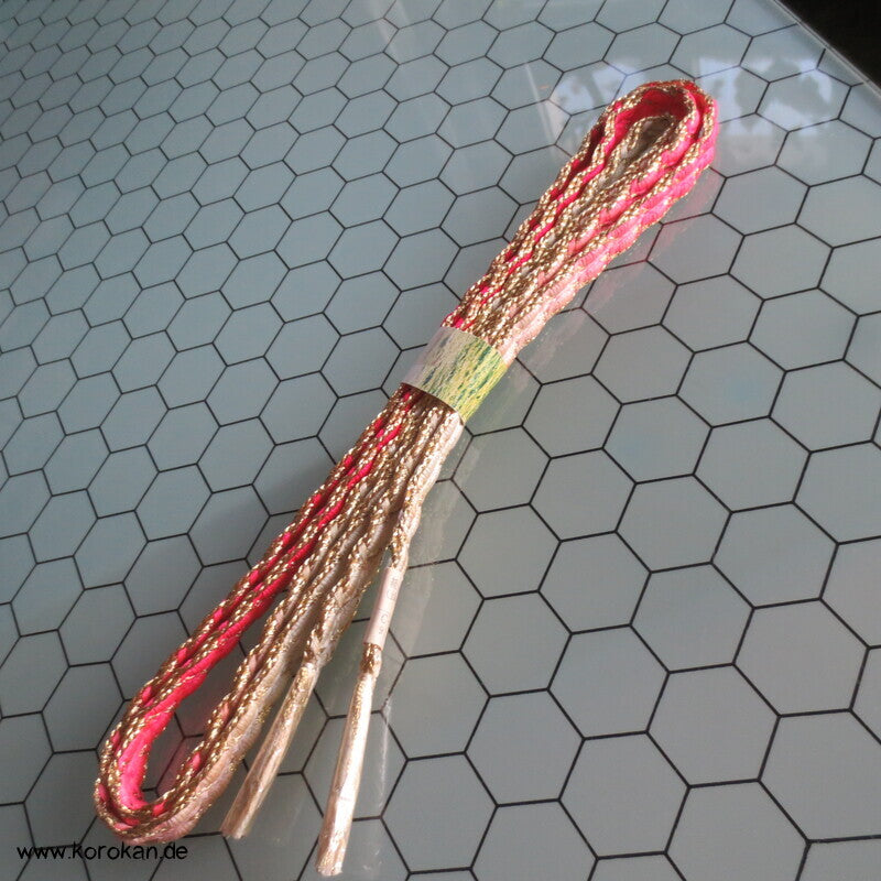 pink - rosa  - weiß - golden mit feinem Muster Obijime