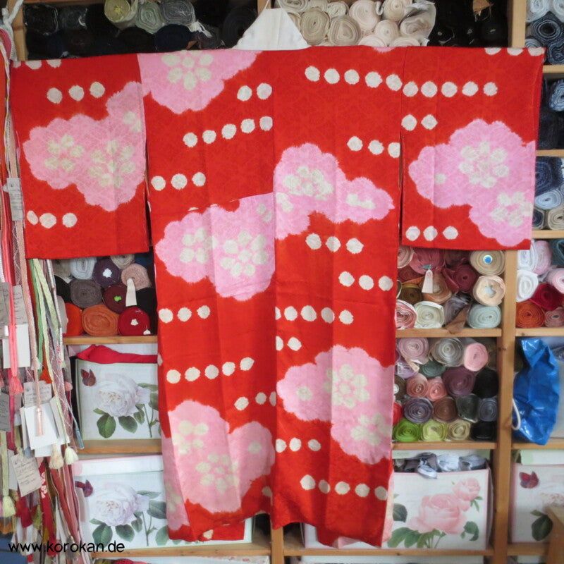 Wolken Shibori Seidendamast Juban Kimono