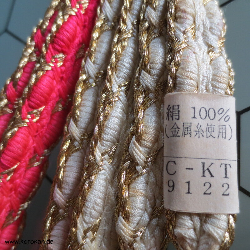 pink - rosa  - weiß - golden mit feinem Muster Obijime