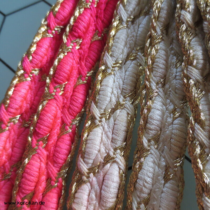 pink - rosa  - weiß - golden mit feinem Muster Obijime