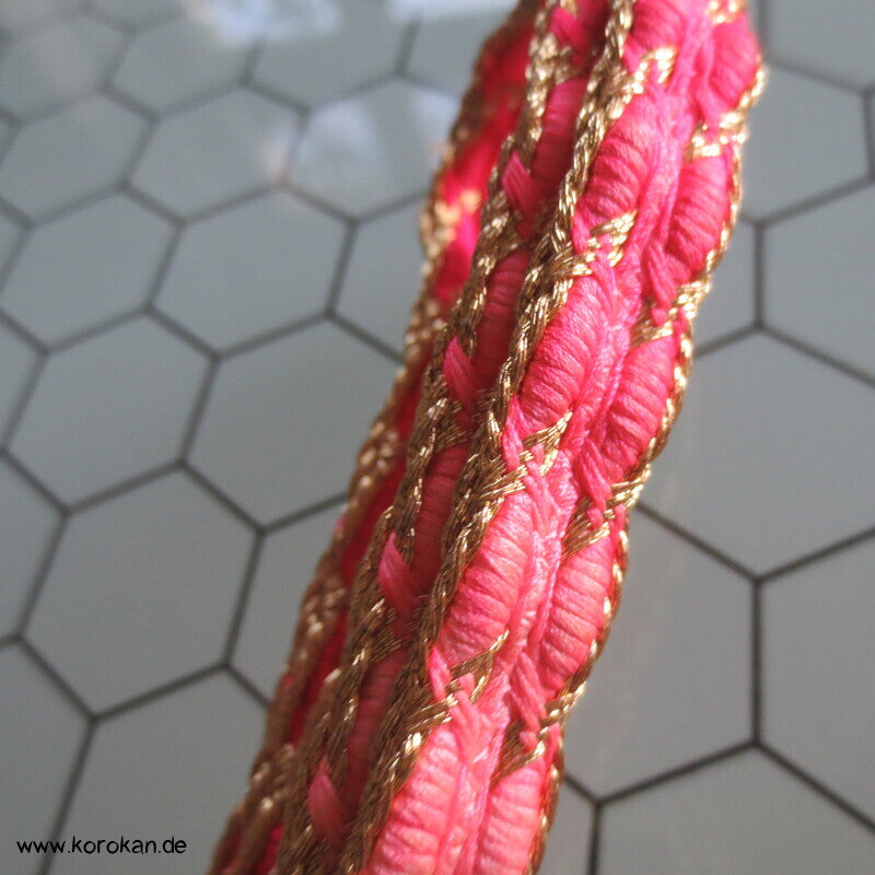 pink - rosa  - weiß - golden mit feinem Muster Obijime