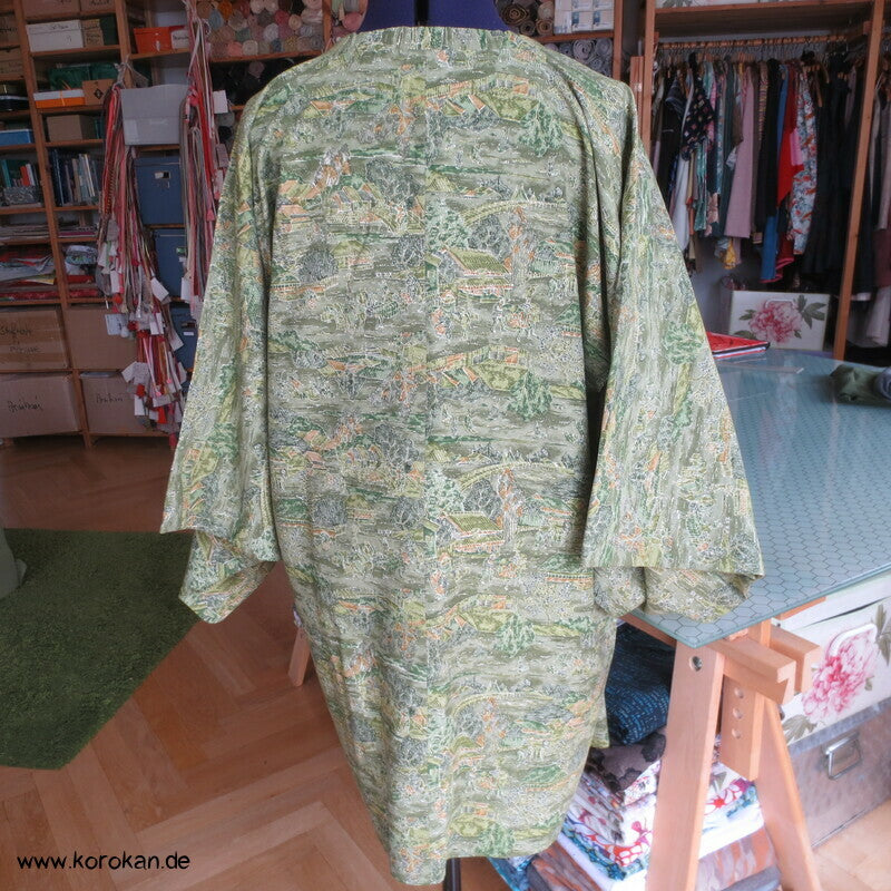 grüne Landschaft Tsumugi Seide Michiyuki Jacke