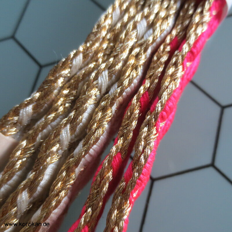 pink - rosa  - weiß - golden mit feinem Muster Obijime