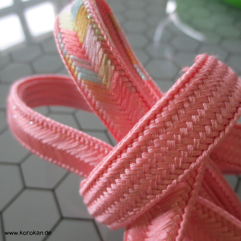 Obijime, geflochten rosa pastell glitzer