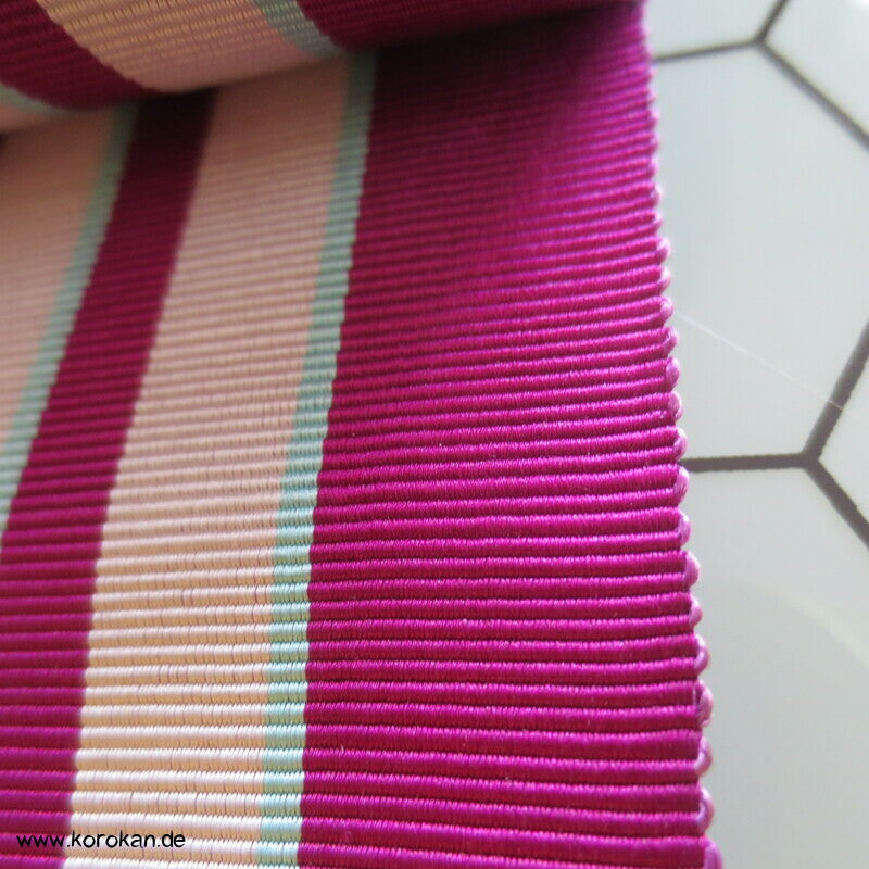 pflaumenpink mit Streifen Obi Seidenrips