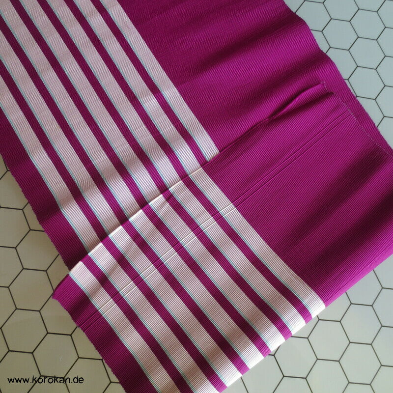 pflaumenpink mit Streifen Obi Seidenrips