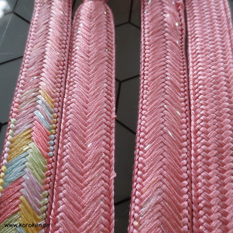 Obijime, geflochten rosa pastell glitzer