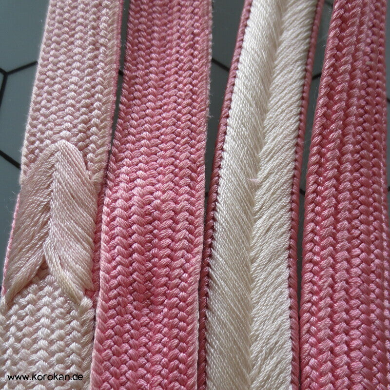 rosa, weiß, Koi Obijime, geflochten