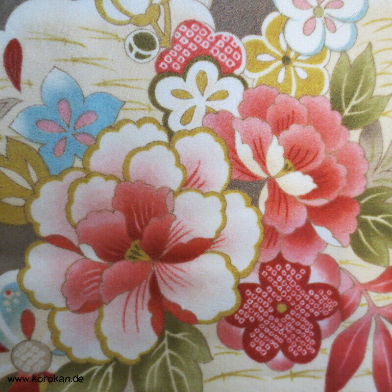 japanischer samtiger Synthetik Velour Chu Furisode Kimono, Hausmantel