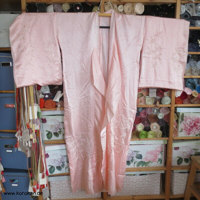 Shibori Goldkraniche Seidendamast Karieba für Juban