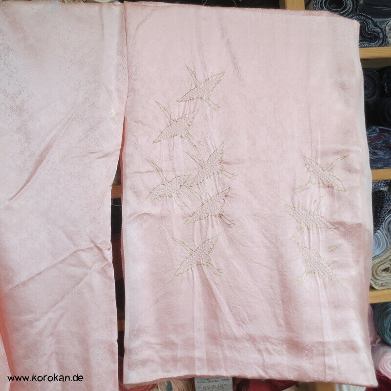 Shibori Goldkraniche Seidendamast Karieba für Juban