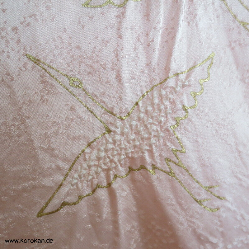 Shibori Goldkraniche Seidendamast Karieba für Juban