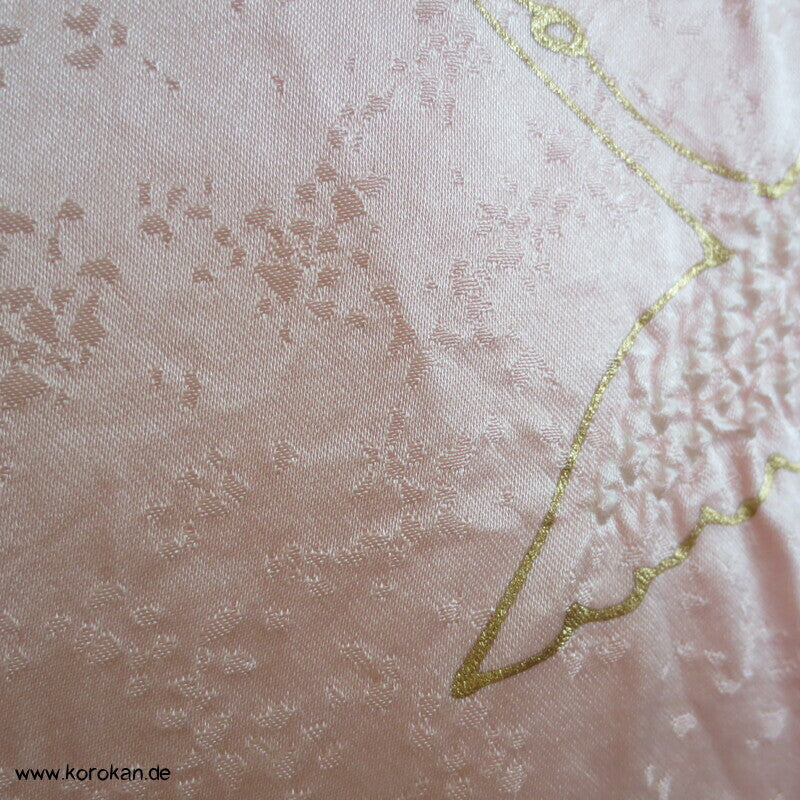 Shibori Goldkraniche Seidendamast Karieba für Juban