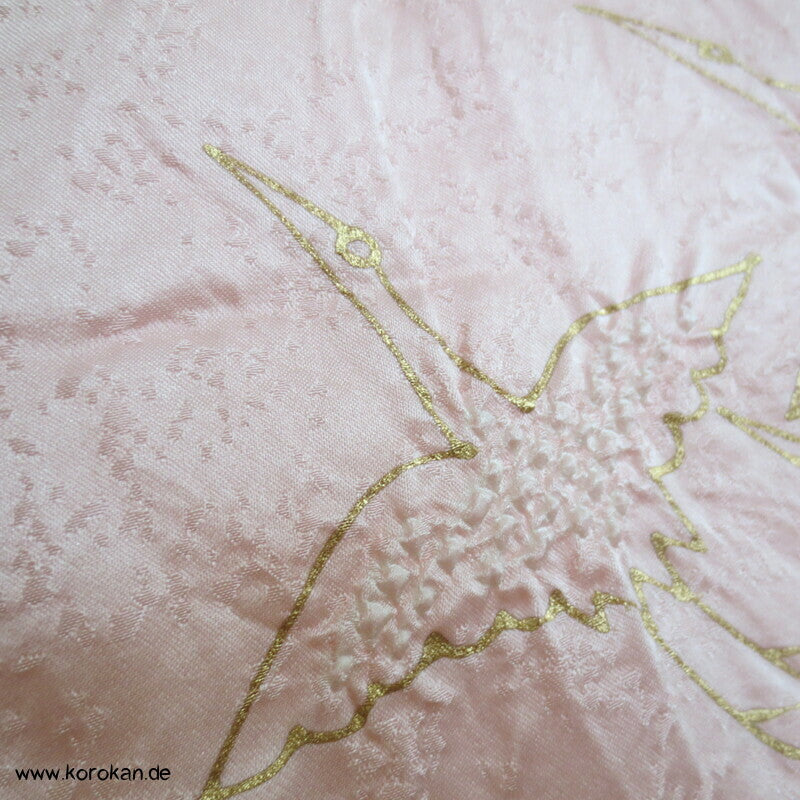 Shibori Goldkraniche Seidendamast Karieba für Juban