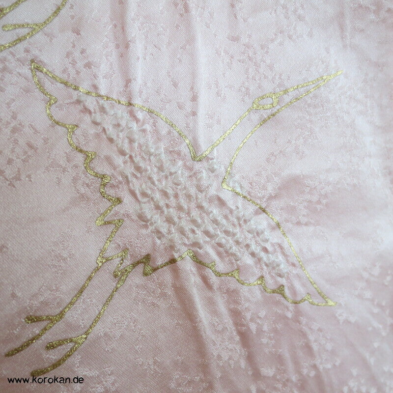 Shibori Goldkraniche Seidendamast Karieba für Juban