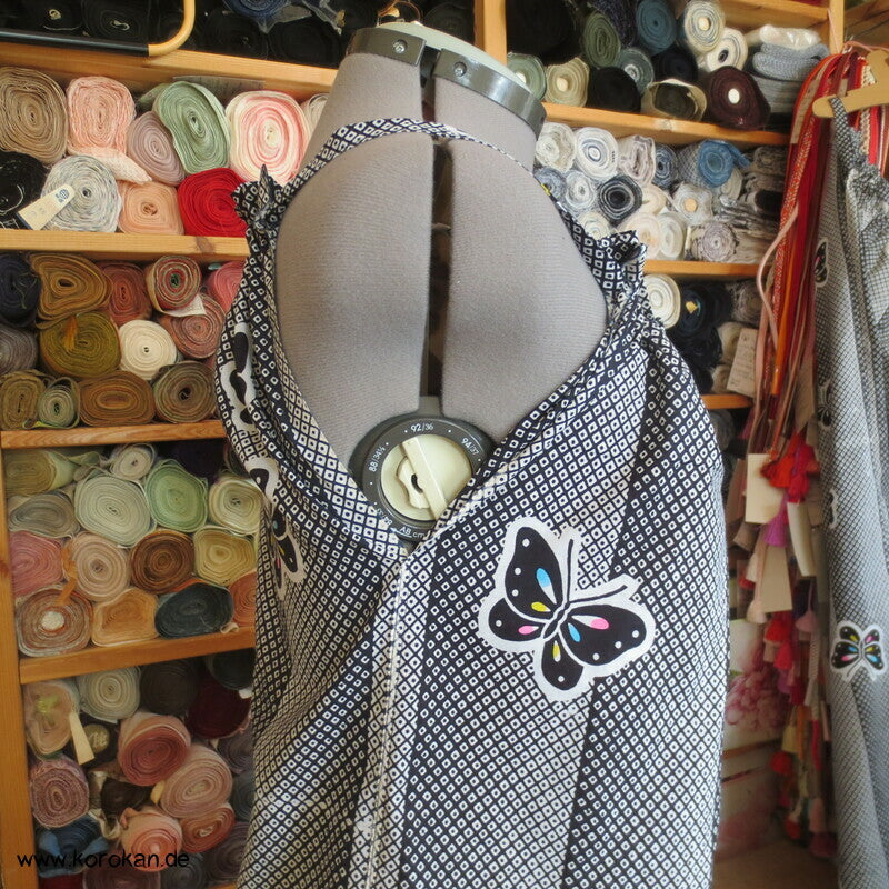 Hochsommer / Strand Kleid aus Yukata Baumwolle, Schmetterlinge, Gr. S