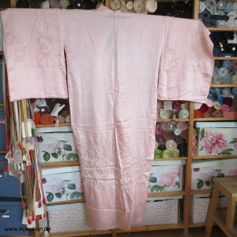 Shibori Goldkraniche Seidendamast Karieba für Juban