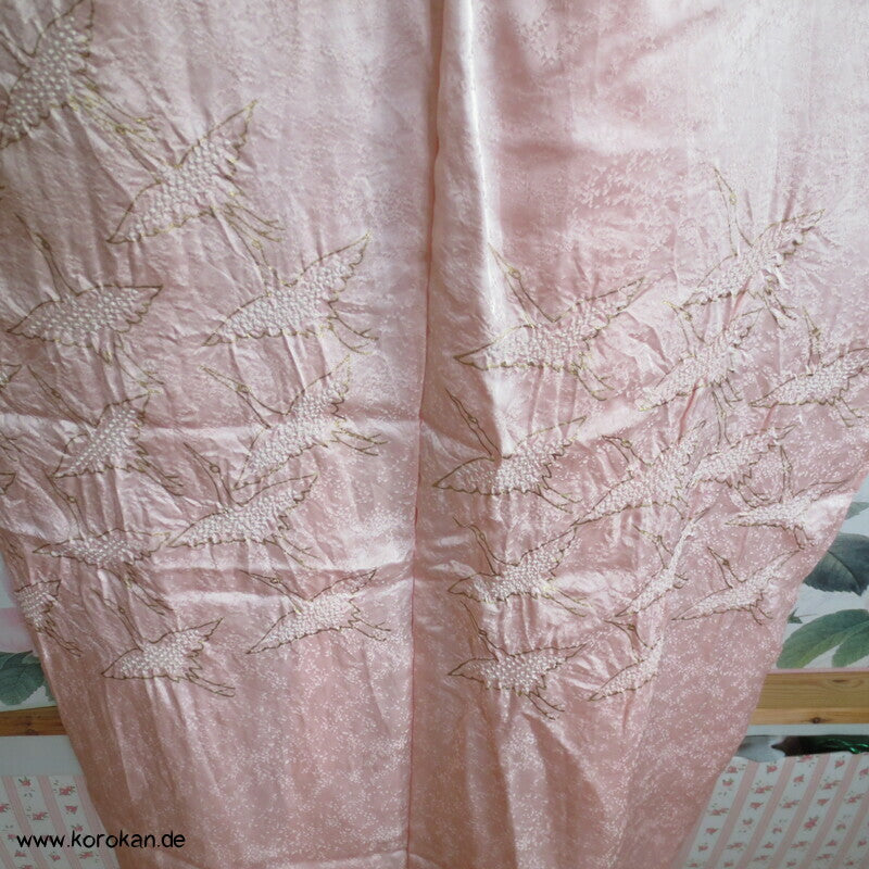 Shibori Goldkraniche Seidendamast Karieba für Juban