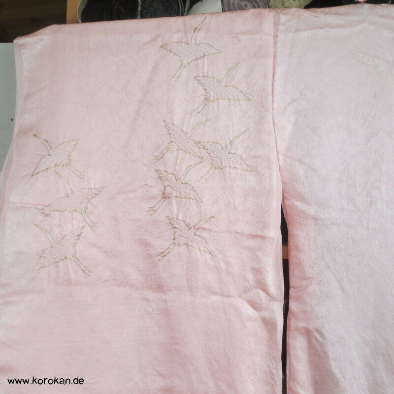 Shibori Goldkraniche Seidendamast Karieba für Juban