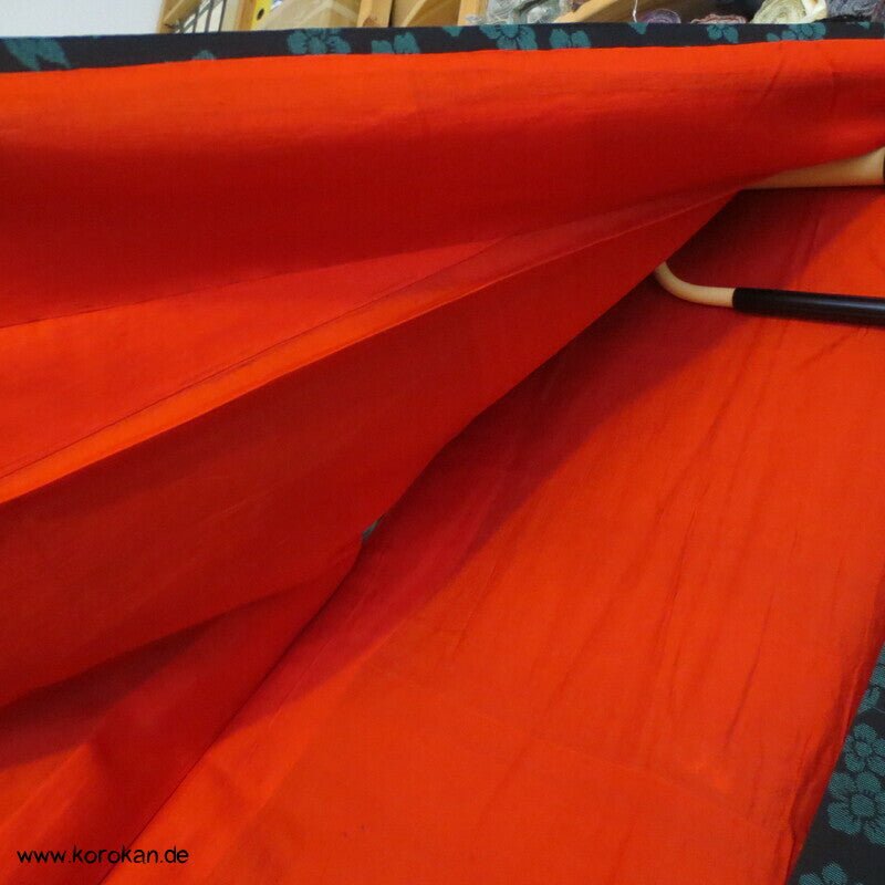 türkise Blüten auf schwarz Komon Kimono, Organza Jacquard