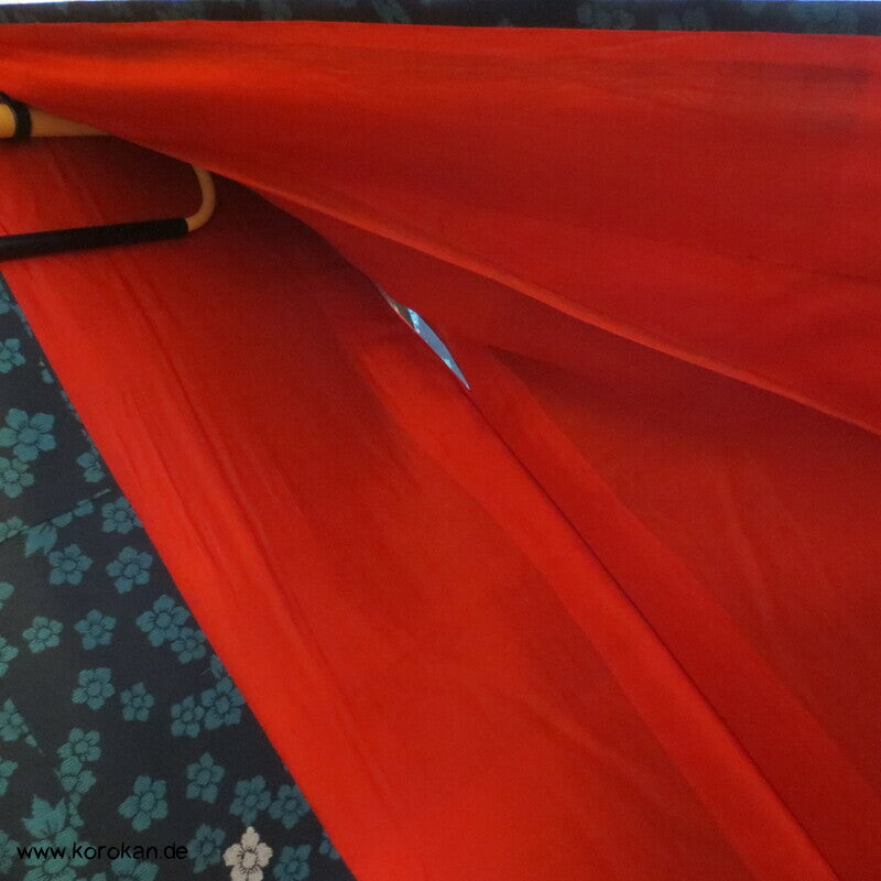 türkise Blüten auf schwarz Komon Kimono, Organza Jacquard