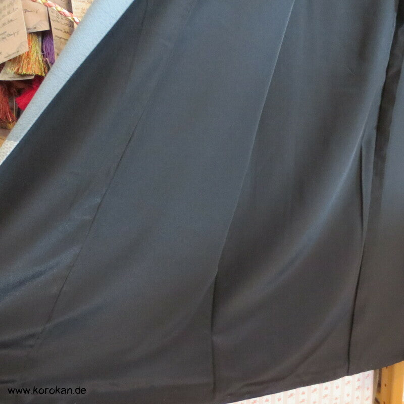 blaugrauer Synthetik Komon Kimono Fächer auf Streifen