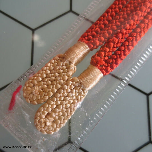 Haori Himo hellgelb mit persimmon doppeltem Abschnitt