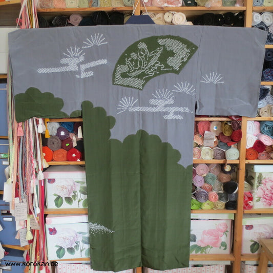 Shibori Nebel, Fächer Juban Unterkimono, Seide