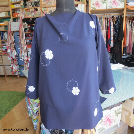 japanischer Schneeflocken Seidencrepe Blusenshirt XL