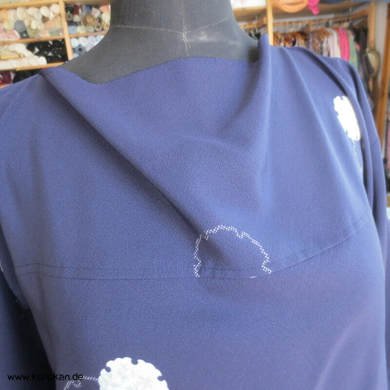japanischer Schneeflocken Seidencrepe Blusenshirt XL