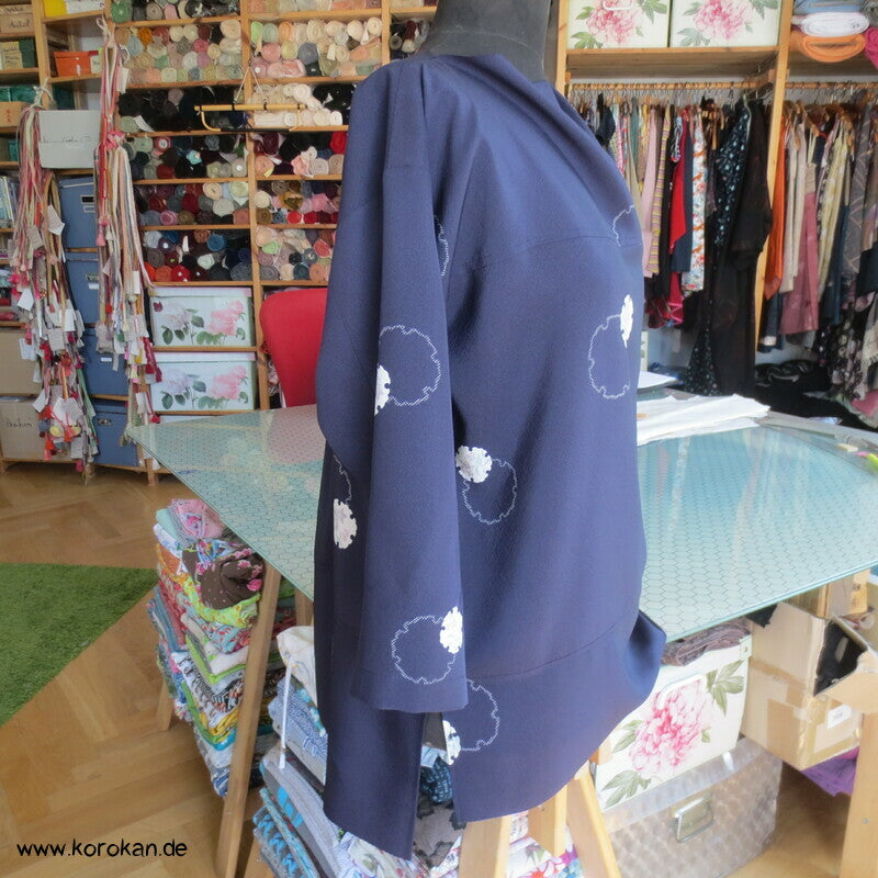 japanischer Schneeflocken Seidencrepe Blusenshirt XL