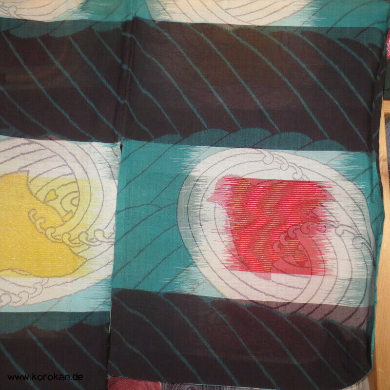 Chidori Ichimatsu Kasuri Hitoe Kimono