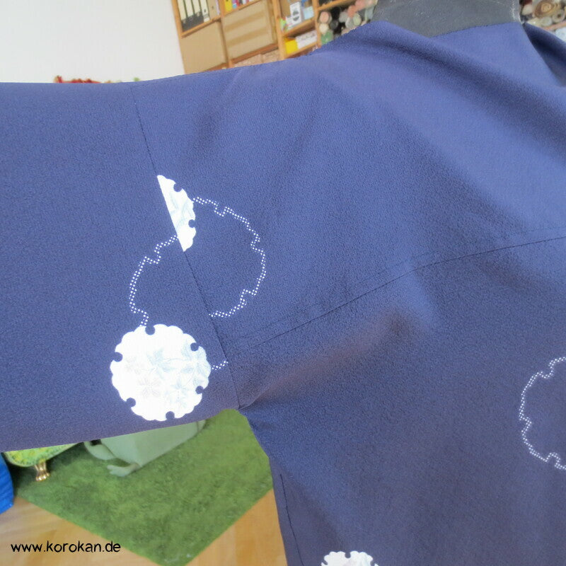 japanischer Schneeflocken Seidencrepe Blusenshirt XL
