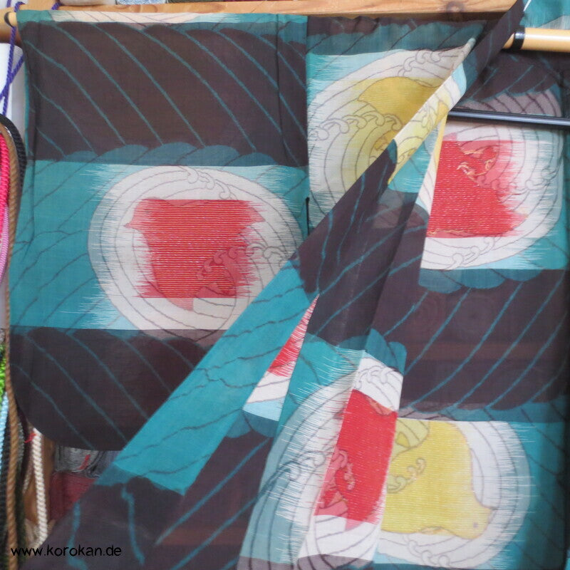 Chidori Ichimatsu Kasuri Hitoe Kimono