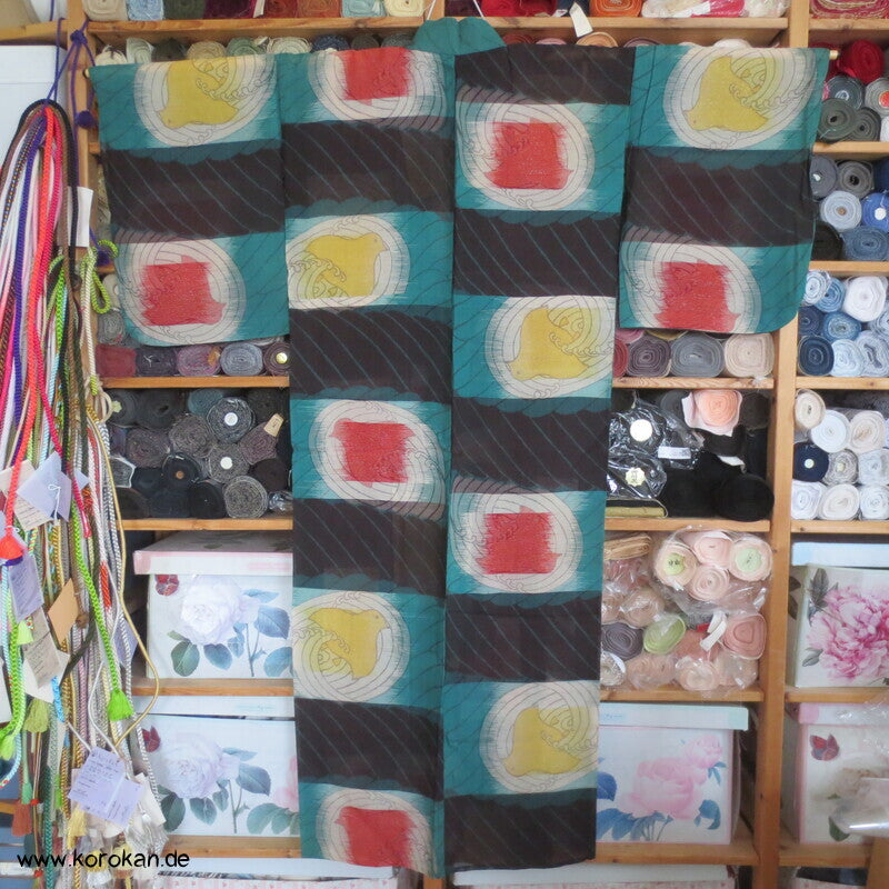 Chidori Ichimatsu Kasuri Hitoe Kimono