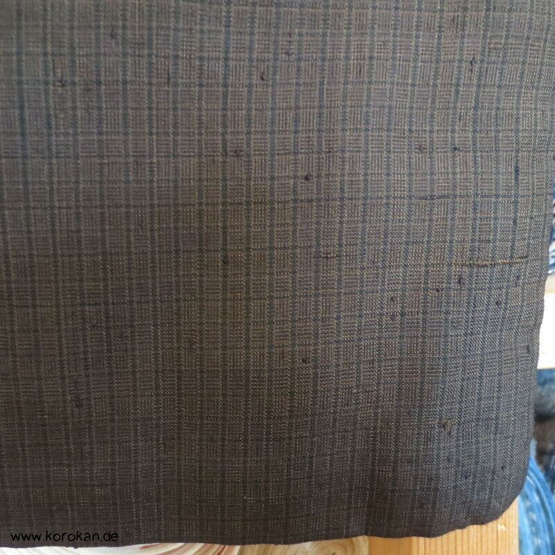 Men's Tsumugi Kimono, braun schwarz kariert